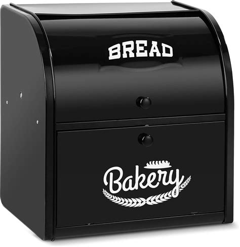 roll top white metal bread box|stainless steel countertop bread box.